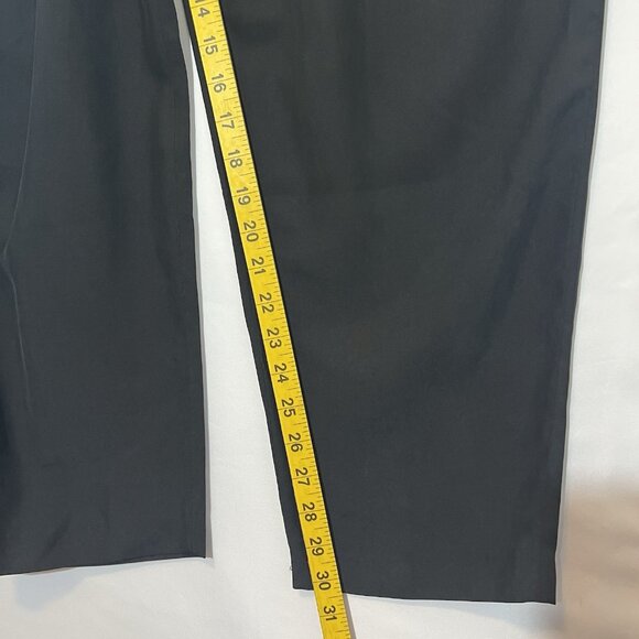 Vintage J Peterman Women Silk Dress Pants Size 16 Black Pleated Tapered Pockets - Picture 6 of 12